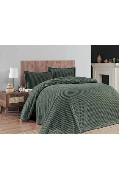 Merinos Modern Line 3 Piece Double Blanket Set Boxed 220X240 Khaki