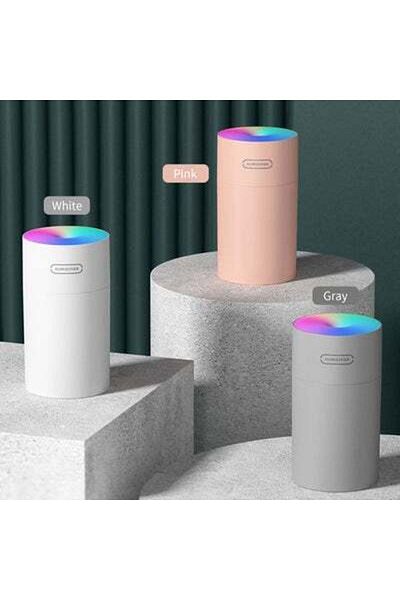 HALAMODO 270ml Portable Night Light Quiet Auto-Shut Off Car Mist Humidifier Diffuser White 13cm