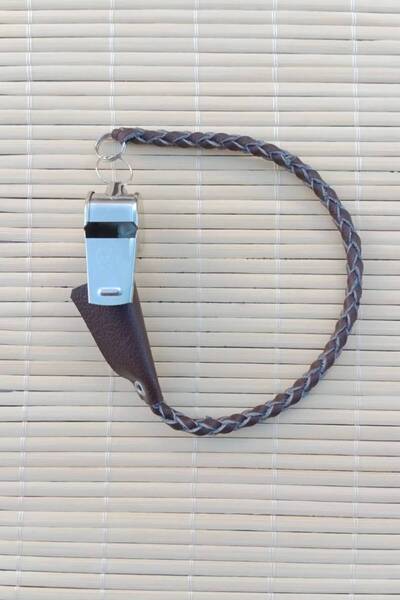 İZMİR ASKERİ MALZEME Deri Kordonlu Metal Beyaz Deprem icin Duduk