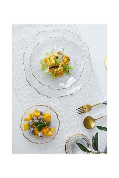 HALAMODO 3-Piece Glass Serving Plates Clear 25.5x2.5cm