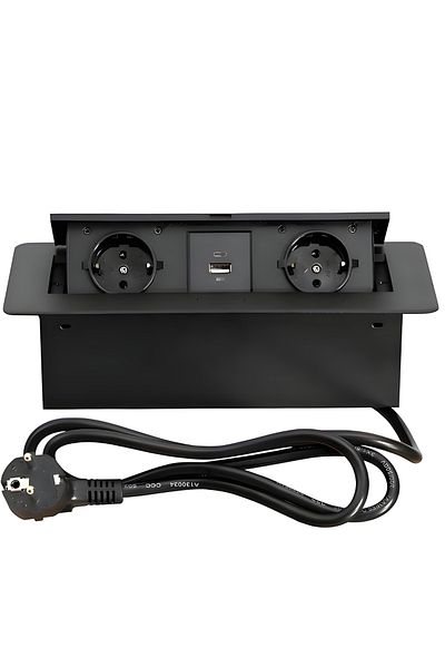 ATOMKIT Built-in Socket in Furniture, 2 Schuko Sockets, Usb A C, Copper Conductors, Aluminum Material