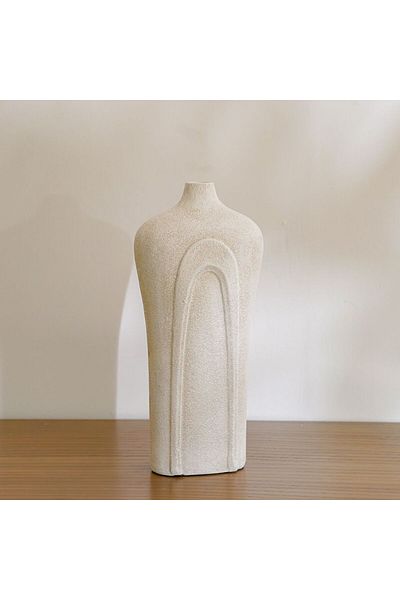 Danube Home Ava Polyresin Drop Sand Texture Vase White 16X10X35Cm | Polyresin Vase Home Decor