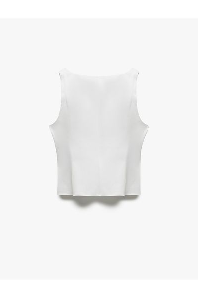 Koton Bluză peplum din bumbac, slim fit, fără mâneci, cu guler pătrat