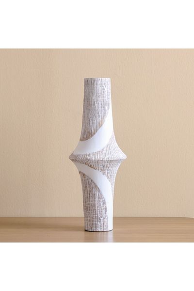 Danube Home Ava Polyresin 2-Tone Textured Vase White 18X18X47Cm | Polyresin Vase Home Decor