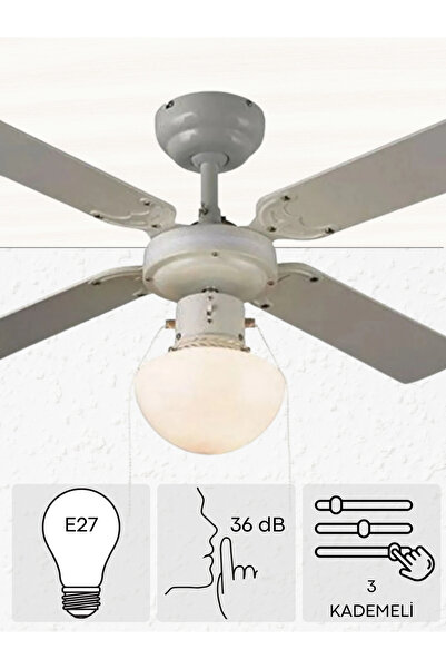 GOOD HOME Aydınlatmalı Tavan Vantilatörü Beyaz 92 Cm