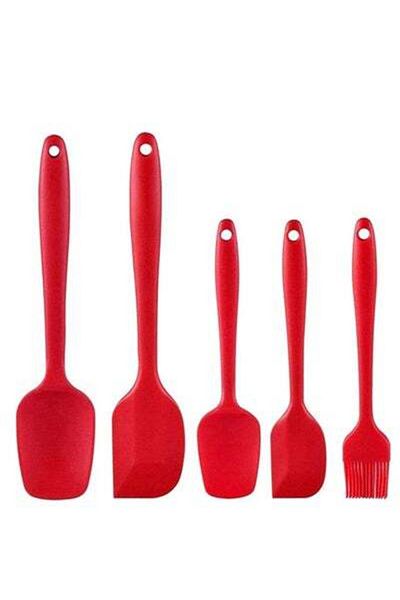 HALAMODO 5-Piece Baking Scraper Shovel Spatula Set Red