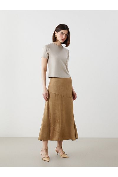 LC Waikiki Zippered Waist A-Line Satin Women's Skirt