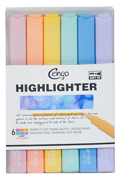 Cengo Square Type Highlighter Highlighter Candy Colors Set of 6 Cgo701