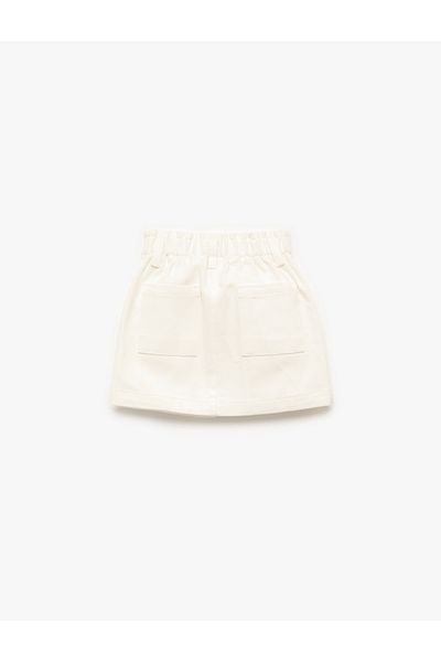 Koton Mini Skirt with Snap Button Detail, Elastic Waist and Pockets