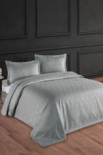 BİRHOME Clasy Jacquard Chenille Double Bedspread (Gray)