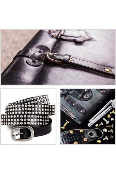 HALAMODO 240-Piece Leather Rivets Double Cap Stud Set Multicolour