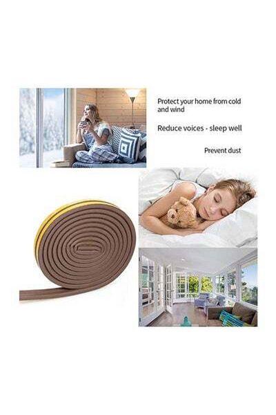 HALAMODO D-type Self-Adhesive Foam Strip For Door Window Brown 0.054kg