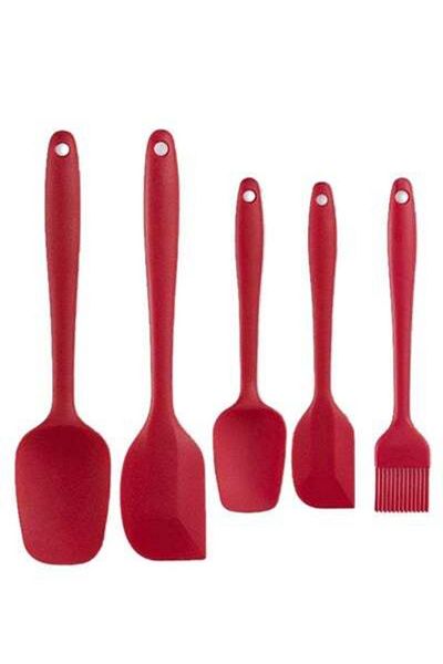 HALAMODO 5-Piece Silicone Spatula Set Red