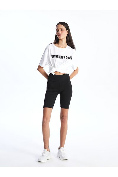 LC Waikiki Women's Elastic Waist Extra Skinny Fit Plain Shorts Leggings
