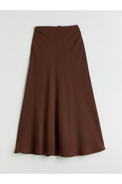 LC Waikiki Waist Zippered Linen Blend A-Line Skirt