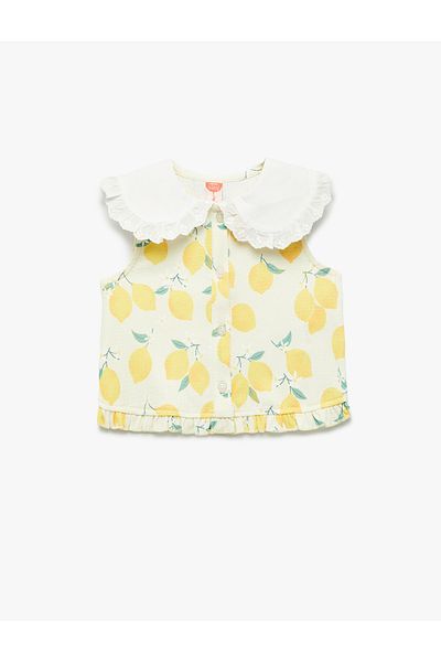 Koton Lemon Patterned Sleeveless Baby Collar T-Shirt