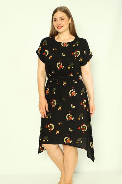 Juliet Deluxe Women's Plus Size Woven Viscose Fabric Summer Patterned Dress 33402