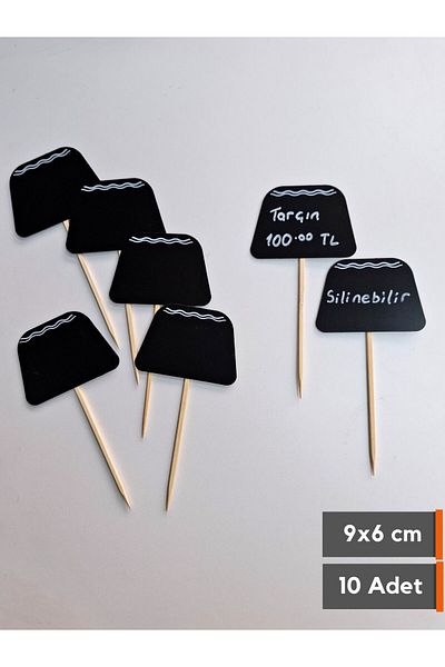 Şeffaf Etiket 10 Pieces of Erasable Blackboard Black Label with Stud Rod Western Label 8X6 cm Product Price Label