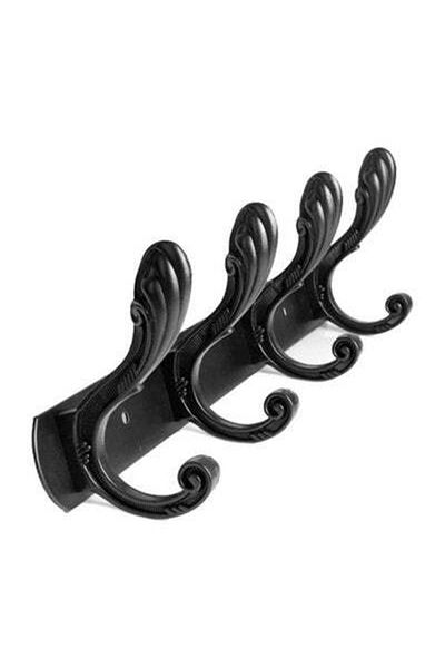 HALAMODO Wall Hanger With 4 Hooks Black 45x11cm