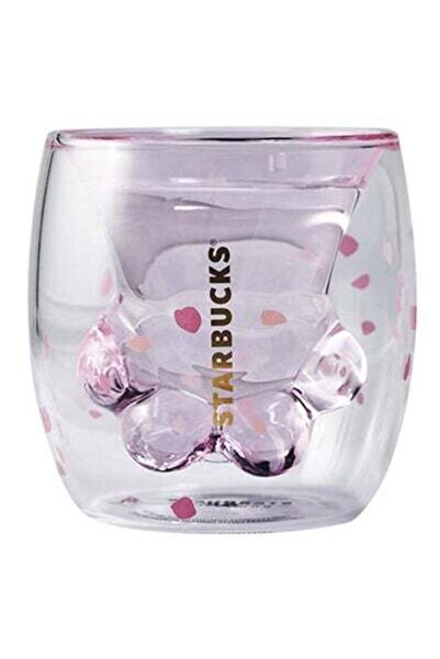 HALAMODO كوب قهوة بتصميم مخلب القطة شفاف/وردي