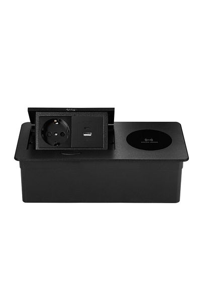 ATOMKIT Built-in Furniture Socket with WiFi included, 15W charging, USB-C and A, Superior Material, Black