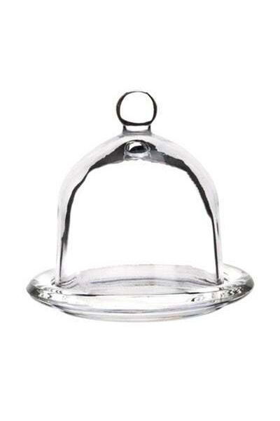 HALAMODO Glass Dome Bell Jar With Plate Clear 13x11x12.5cm