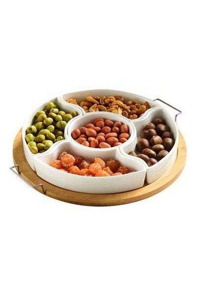 HALAMODO Candy Snack Plate Ceramic Fruit Platter Tray Multicolour