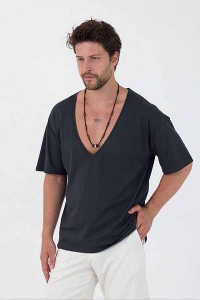 BABBOSS Deep V Neck Short Sleeve Super Oversize Cut T-Shirt