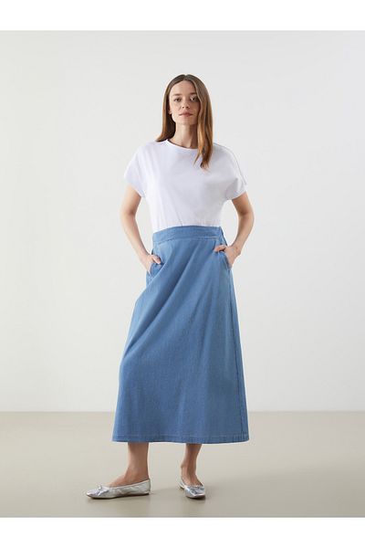 LC Waikiki Elastic Waist A-line Women's Jean Skirt