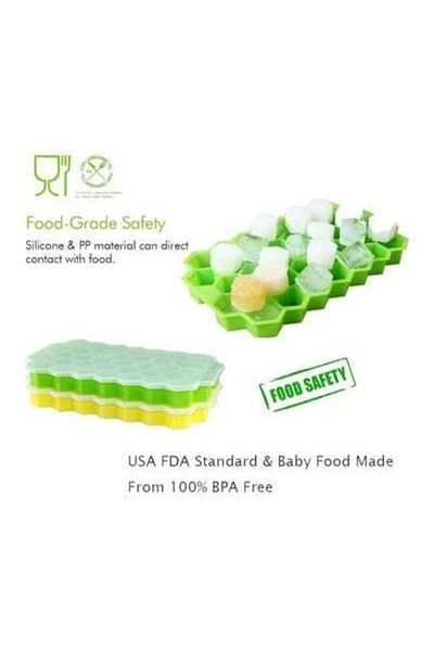 HALAMODO 2-Piece Ice Cube Tray With Lid Yellow/Green 2x(20.8x12.5x2.5)cm