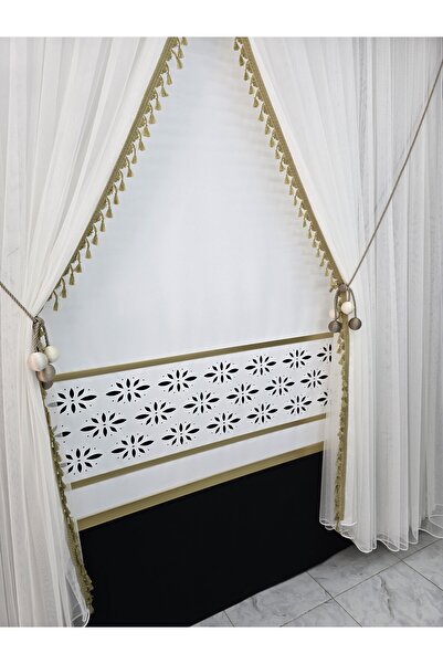 Art Perde Double-Breasted Tulle Curtain 4 Balls Ornamental Rope Included Mink Tassel Tight Pleat 1/3