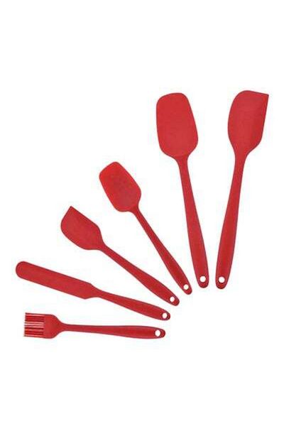 HALAMODO 6-Piece Silicone Spatula Set Red