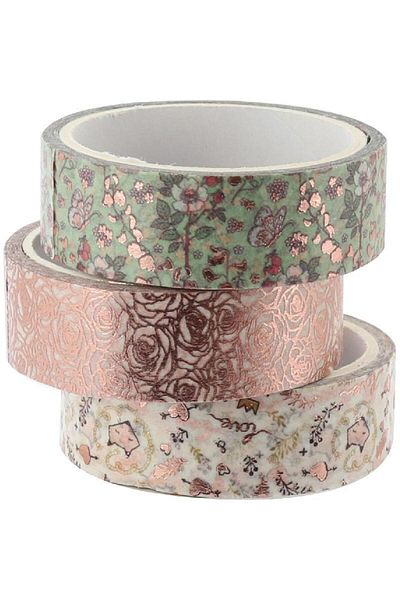 Roco Washi Tape – 3 Reels, 15mm x 5m Each, Assorted Colors
