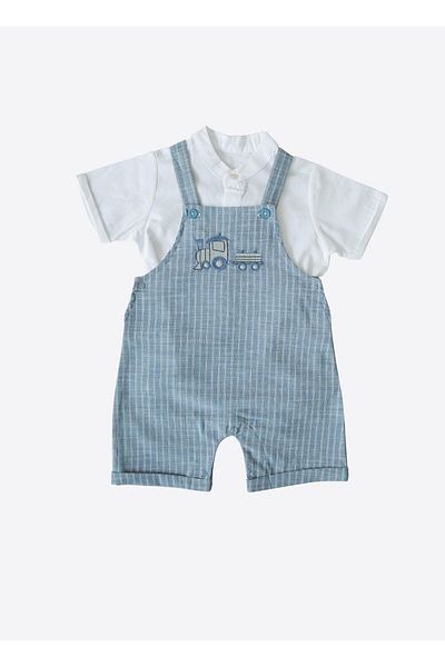 kitikate Thomas Shorts Salopet 3 Piece Set Blue