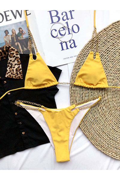 WildFashion 2-piece swimsuit accessorized with metal chains SW2304-9