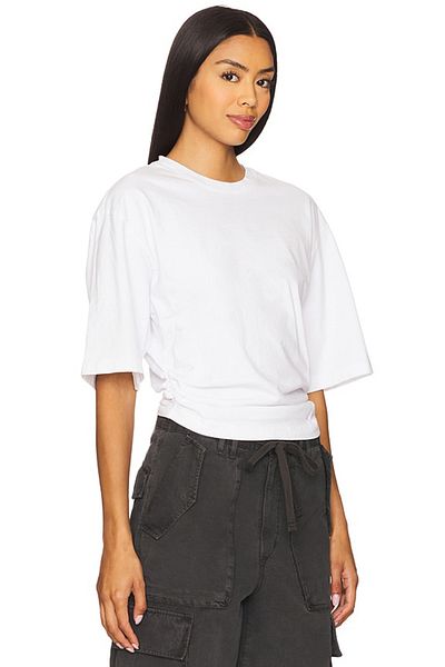 AFR CLOTHES Women's Wrinkled Double Layer Jersey Wide Sleeve Crop Top