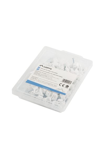 Lanberg Cutie cu 100 bucati cleme cablu 7mm, Lanberg 41456, cui de otel 18mm, pentru prindere si fixare