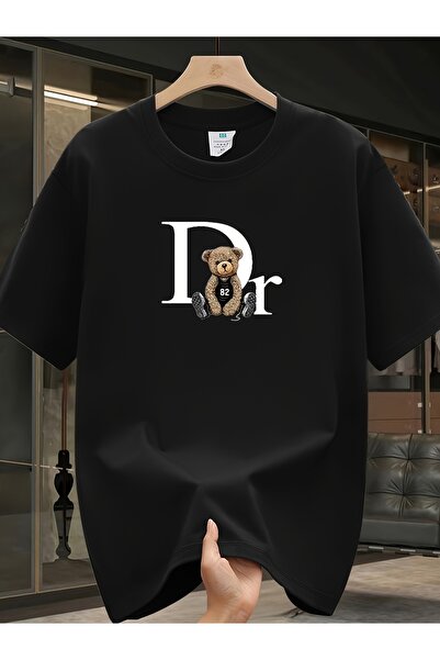 Jakinta Outdoors Baskılı Oversize Bisiklet Yaka Tişört – Pamuk Penye 2 İplik ...