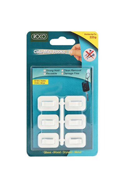 Roco خطاف شفاف صغير مع لاصق مزدوج - يتحمل حتى 225 جرامًا (7.94 أونصة)