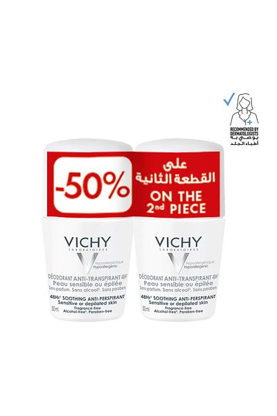 Vichy Vichy 2-Piece Concentrated Antiperspirant Roll-On for Sensitive Skin - 50+50ml