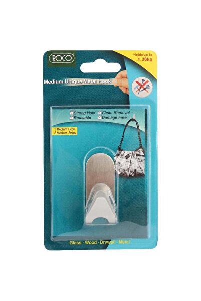 Roco خطاف سلكي مع لاصق مزدوج - متوسط، نيكل مصقول، سعة 1.36 كجم (3 أرطال)