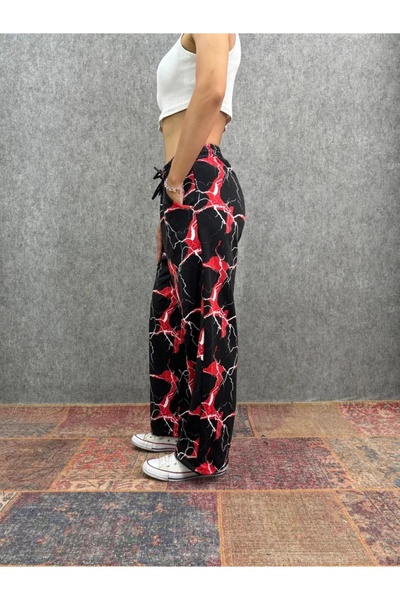 FıttingRoom Elastic Waist Baggy Patterned Trousers