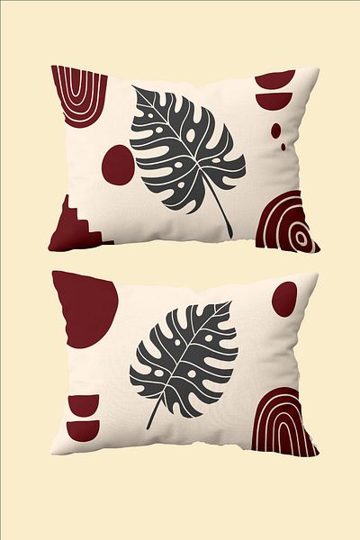 Hayal Dekoratif Bohemian Boho Themed Red Cream Colored 2-Piece Throw Pillow Pillow Case 30X50