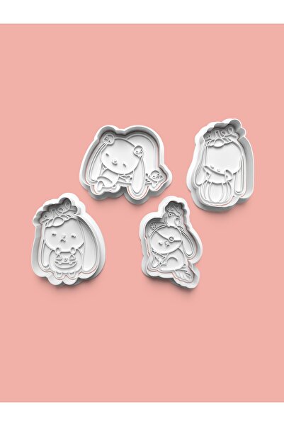 AKTASTORE قالب كوكيز على شكل أرنب لطيف وقالب عجينة السكر مجموعة من 4 قطع 0064...