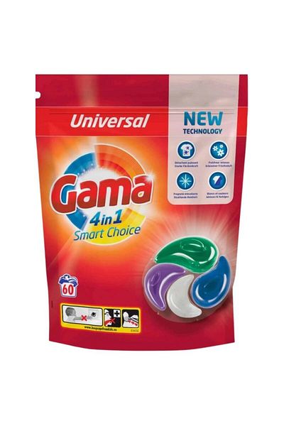 Gama Gama Laundry Detergent Capsules, Universal, 4in1 Smart Choice, 60 washes