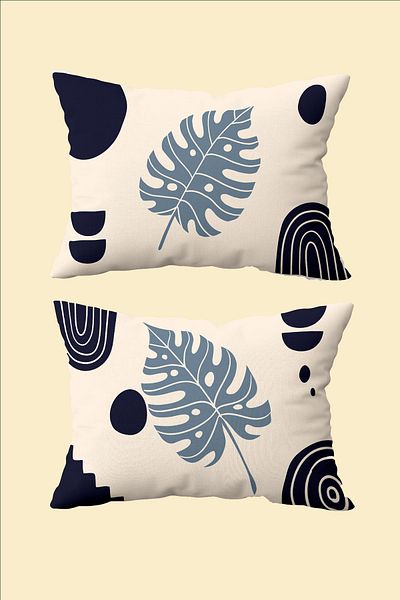 Hayal Dekoratif Față de pernă cu tematică boemă boho, culoare albastru crem, 2 piese 30x50