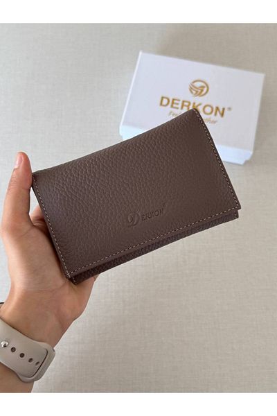 DERKON Mendy Model Useful Genuine Leather Medium Size Women's Wallet Gray