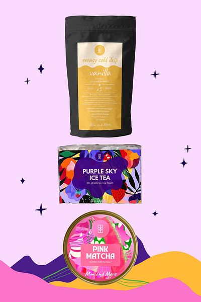 Mim and More Purple Sunset Pack - Vanilla Easy Cold Drip, Purple Sky Ice Tea Pack, Pink Matcha 3-Piece Summer Set