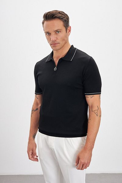 Paşahan Polo Neck Zippered Knitwear Men's T-Shirt