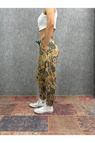 FıttingRoom Elastic Waist Carrot Patterned Trousers